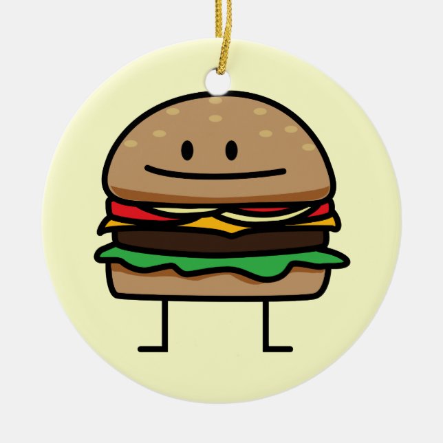 Ornement En Céramique Hamburger heureux (Devant)