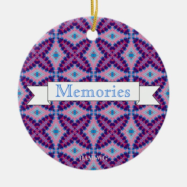Ornement En Céramique HAMbWG - 1970's Purple, Rose, Blue Macrame (Devant)