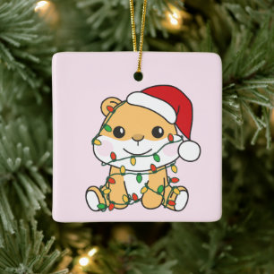Ornement En Céramique Hamster Christmas Winter Animaux de vacances Hamst