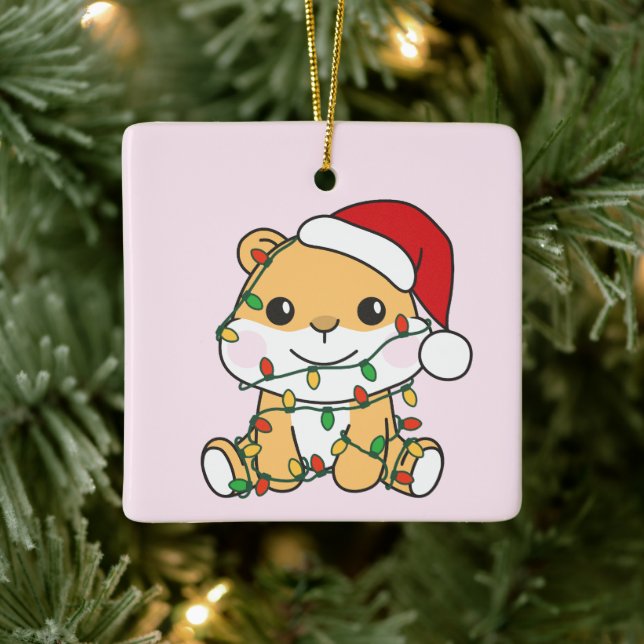 Ornement En Céramique Hamster Christmas Winter Animaux de vacances Hamst (Arbre)