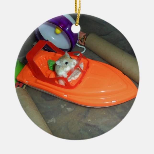 Ornement En Céramique Hamster sur un bateau (Devant)