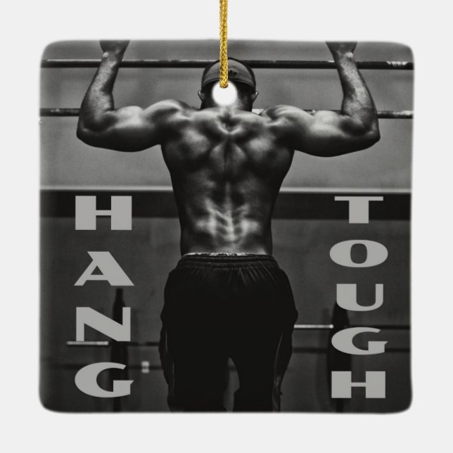 Ornement En Céramique Hang Tough Muscle Man Entraînement Gym (Dos)
