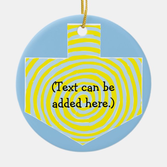 Ornement En Céramique Hanoukka Dreidel/Ornement du cercle bleu/jaune (Devant)