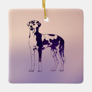 Ornement En Céramique Harlequin great dane