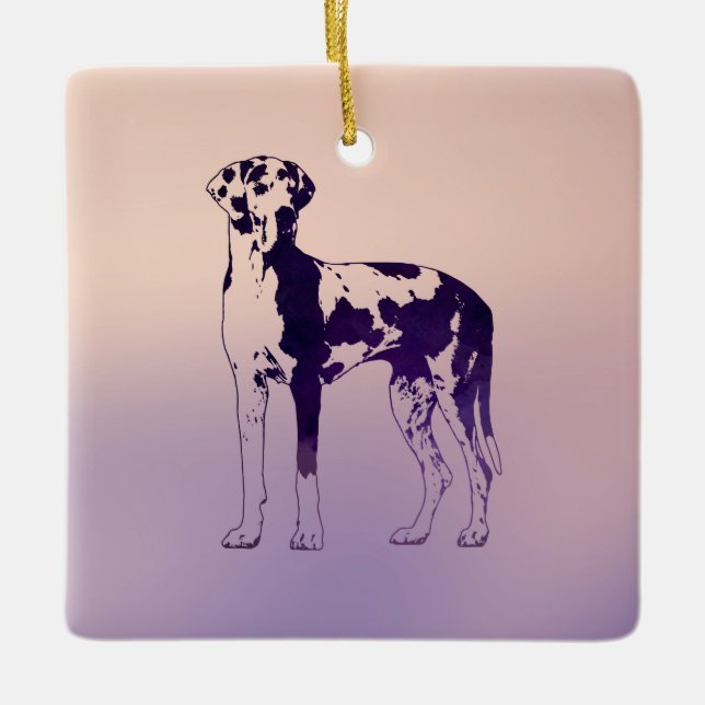 Ornement En Céramique Harlequin great dane (Devant)