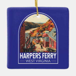 Ornement En Céramique Harpers Ferry West Virginia Travel Art Vintage