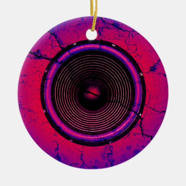 Ornement En Céramique Haut-parleur de musique sur un mur fissuré (Devant)