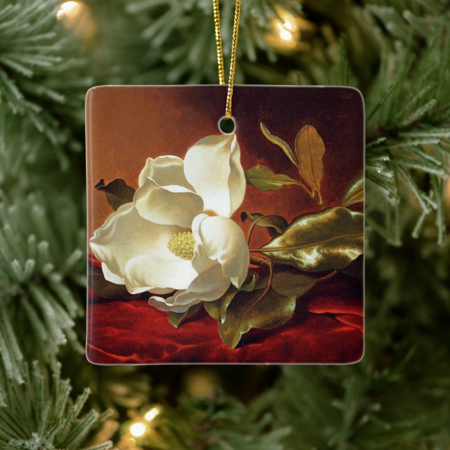 Ornement En Céramique Heade - Un Magnolia sur Red Velvet (Arbre)