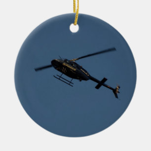 Ornement En Céramique Hélicoptère de Bell 206B-3 JetRanger III