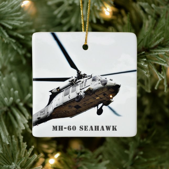 Ornement En Céramique Hélicoptère militaire MH-60 Seahawk personnalisé (Arbre)