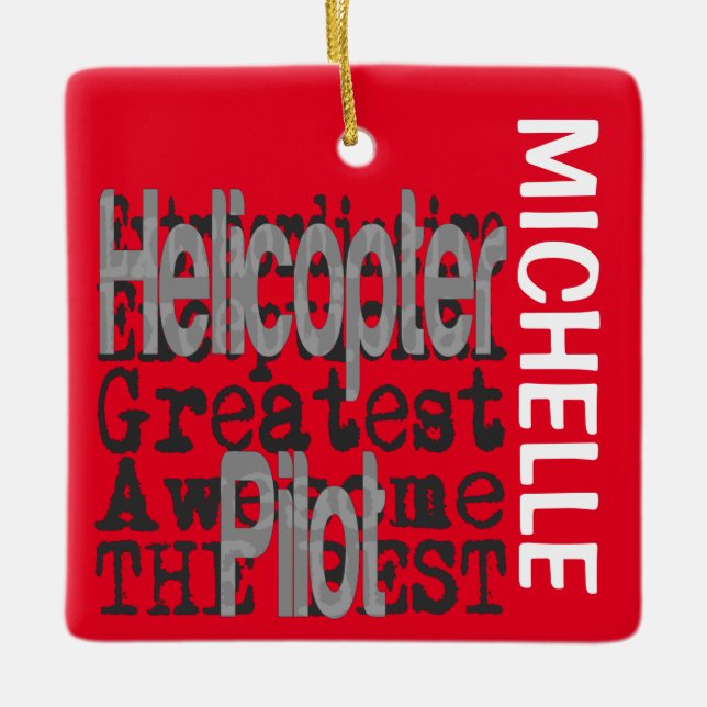 Ornement En Céramique Hélicoptère Pilote Extraordinaire PERSONNALISÉ (Devant)