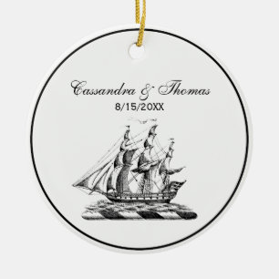Ornement En Céramique Héraldique Vintage Nautique Clipper Ship Crest