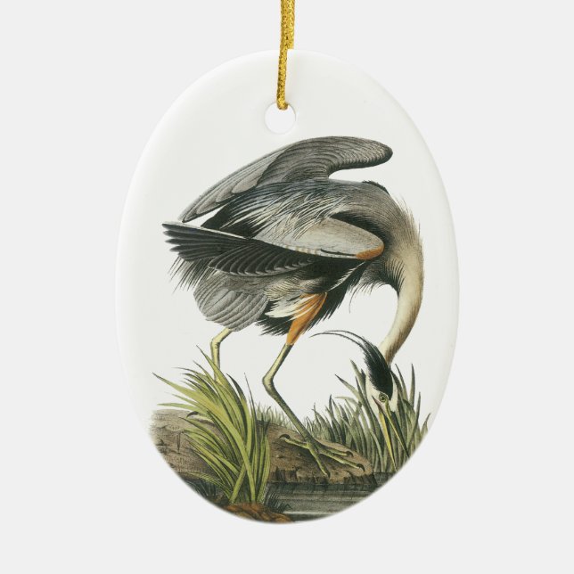 Ornement En Céramique Héron de grand bleu, John Audubon (Devant)