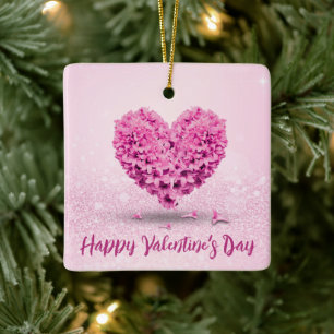 Ornement En Céramique Heureuse Sainte-Valentin Rose Hyacinth Lovely Hear