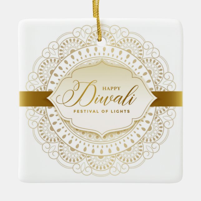 Ornement En Céramique Heureux Diwali (Devant)