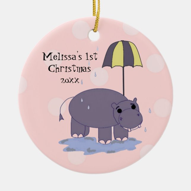 Ornement En Céramique Hippo Baby First Christmas (Devant)