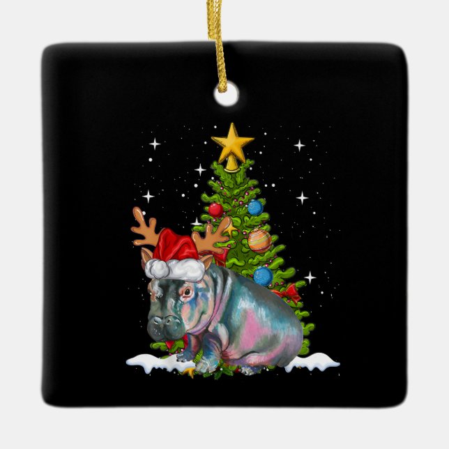 Ornement En Céramique Hippo Fiona Arbre de Noël Hippopotame (Devant)