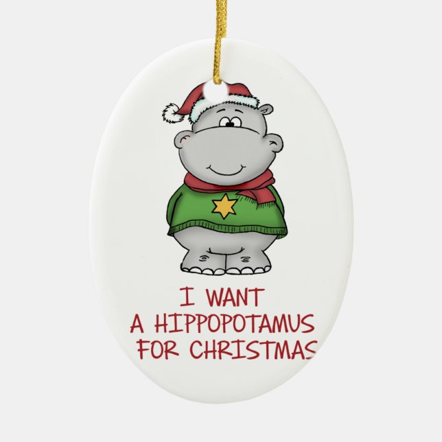 Ornement En Céramique Hippopotame pour Noël - conception mignonne (Devant)