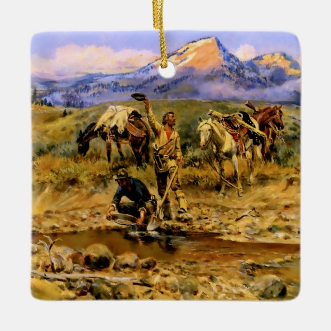 Ornement En Céramique "Hitting Pay Dirt" de Charles M Russell (Devant)
