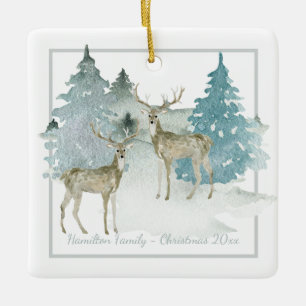 Ornement En Céramique Hivernal Bois Cerf Cerf Noël personnalisé