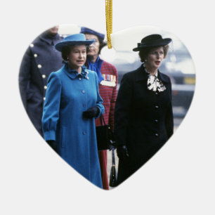 Ornement En Céramique HM Queen Elizabeth II-Margaret Thatcher