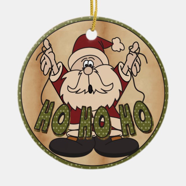 Ornement En Céramique Ho Ho Ho Chirstmas Père Noël (Devant)