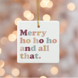 Ornement En Céramique Ho Ho Ho Christmas Retro Holiday Photo