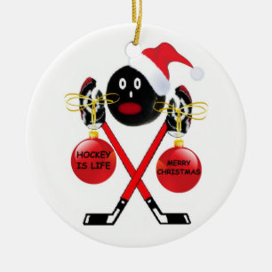 Ornement En Céramique Hockey Christmas
