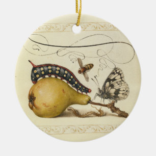 Ornement En Céramique Hoefnagel Vintage Poire & Insectes 1500 Renaissanc