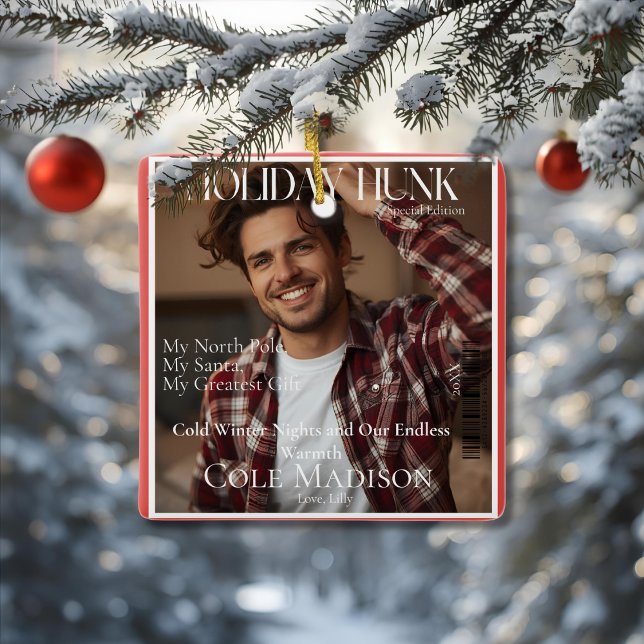 Ornement En Céramique Holiday Hunk magazine cover style Ornament (Holiday Hunk magazine cover style Ornament)
