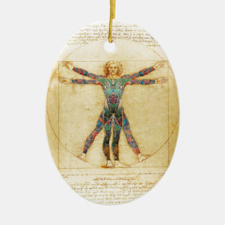 Ornement En Céramique Homme de Vitruvian de da Vinci avec des tatouages