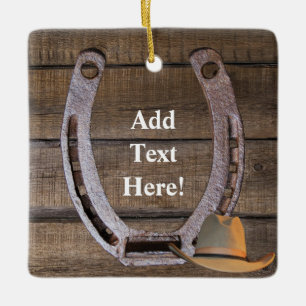 Ornement En Céramique Horseshoe Cowboy Casquette