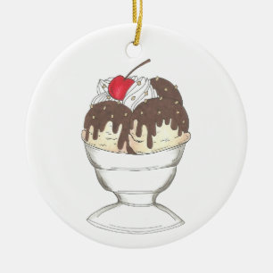 Ornement En Céramique Hot Fudge Crème glacée Sundae Valentine's Day Food