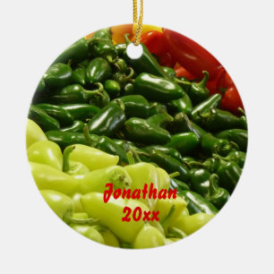 Ornement En Céramique Hot Peppers Christmas Holiday Ornament