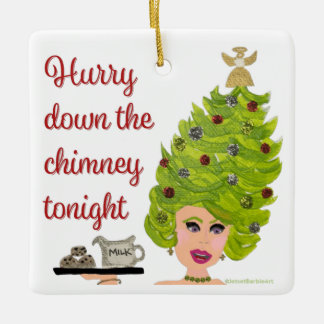 Ornement En Céramique Hourry Down the Chimney Christmas Hair Ornament