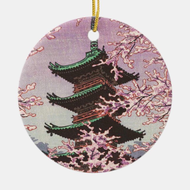 Ornement En Céramique Huit vues de tombeau Kasamatsu de Tokyo Ueno (Devant)