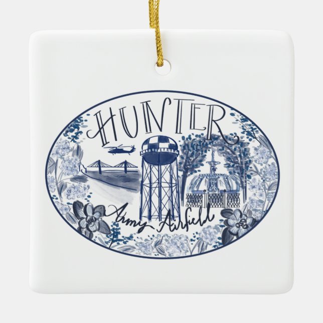 Ornement En Céramique Hunter Army Airfield Chinoiserie Christmas Ornamen (Devant)