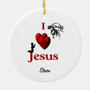 Ornement En Céramique I Heart Jesus Boy / Girl Custom Ornament