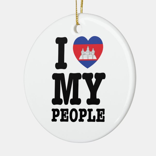 Ornement En Céramique I Heart (Love) My Khmer People (Gauche)