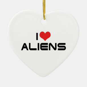 Ornement En Céramique I Love Aliens Ornament
