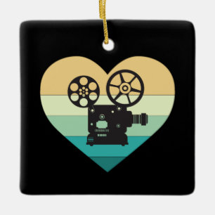Ornement En Céramique I Love Cinema Retro Projecteur de film