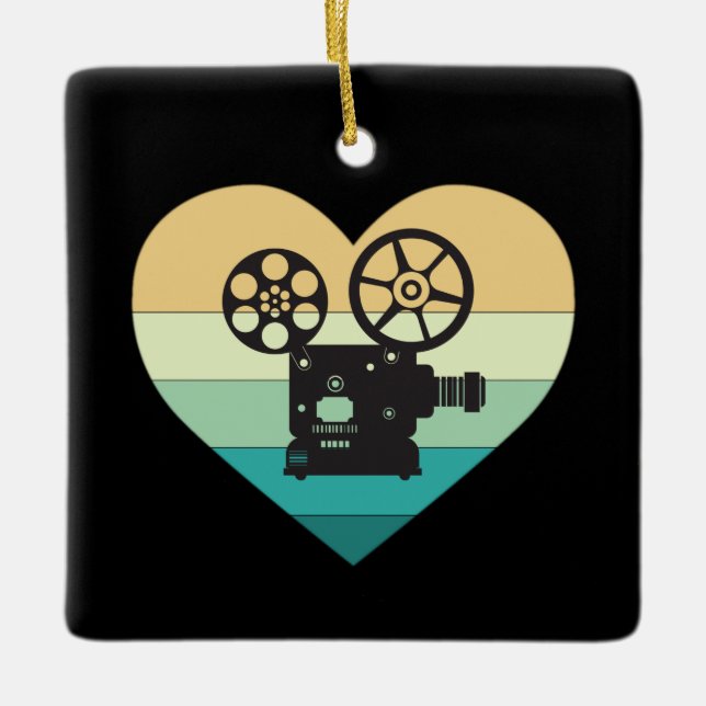 Ornement En Céramique I Love Cinema Retro Projecteur de film (Devant)