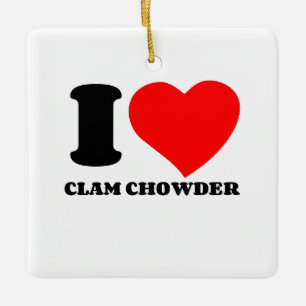 ORNEMENT EN CÉRAMIQUE I LOVE CLAM CHOWDER