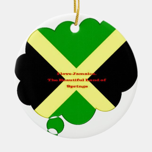 Ornement En Céramique I Love Jamaica Text on Flag Art Print (Devant)