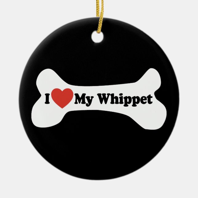 Ornement En Céramique I Love My Whippet - Chien Bone (Devant)