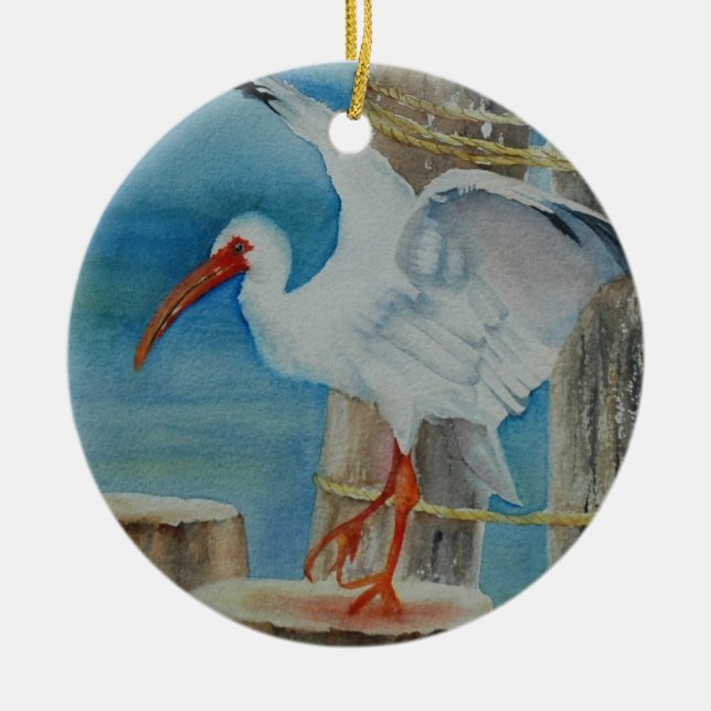Ornement En Céramique IBIS blanc par Peggy Allen (Devant)
