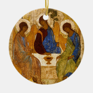 Ornement En Céramique Icône de la Sainte Trinité Rublev Cadeau catholiqu