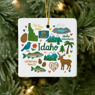 Ornement En Céramique Idaho Custom Family Trip Keepsaké Noël