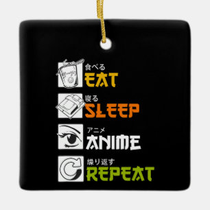 Ornement En Céramique Idée cadeau Eat Sleep Anime Repeat Cosplayer