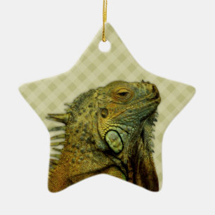 Ornement En Céramique Iguana verte